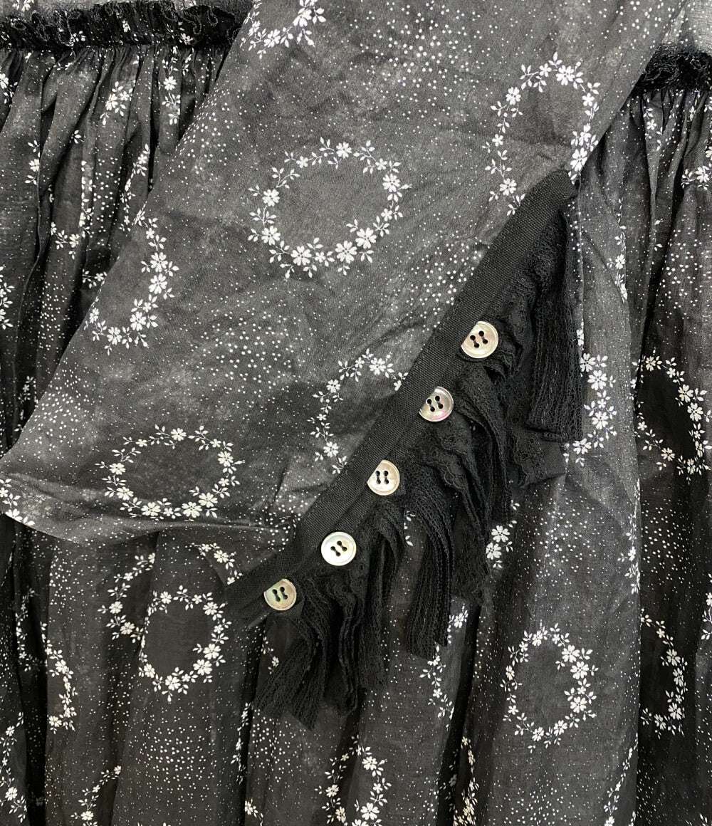 tao COMME des GARCONS フラワーリースプリント丸襟ギャザードレス 2022SS TI-O001 レディース SIZE M タオ コムデギャルソン
