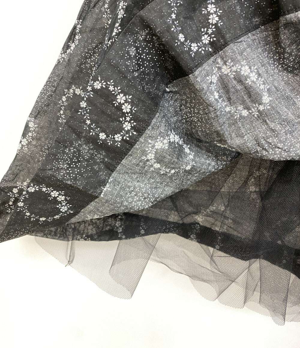 tao COMME des GARCONS フラワーリースプリント丸襟ギャザードレス 2022SS TI-O001 レディース SIZE M タオ コムデギャルソン