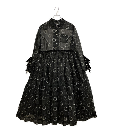 tao COMME des GARCONS フラワーリースプリント丸襟ギャザードレス 2022SS TI-O001 レディース SIZE M タオ コムデギャルソン