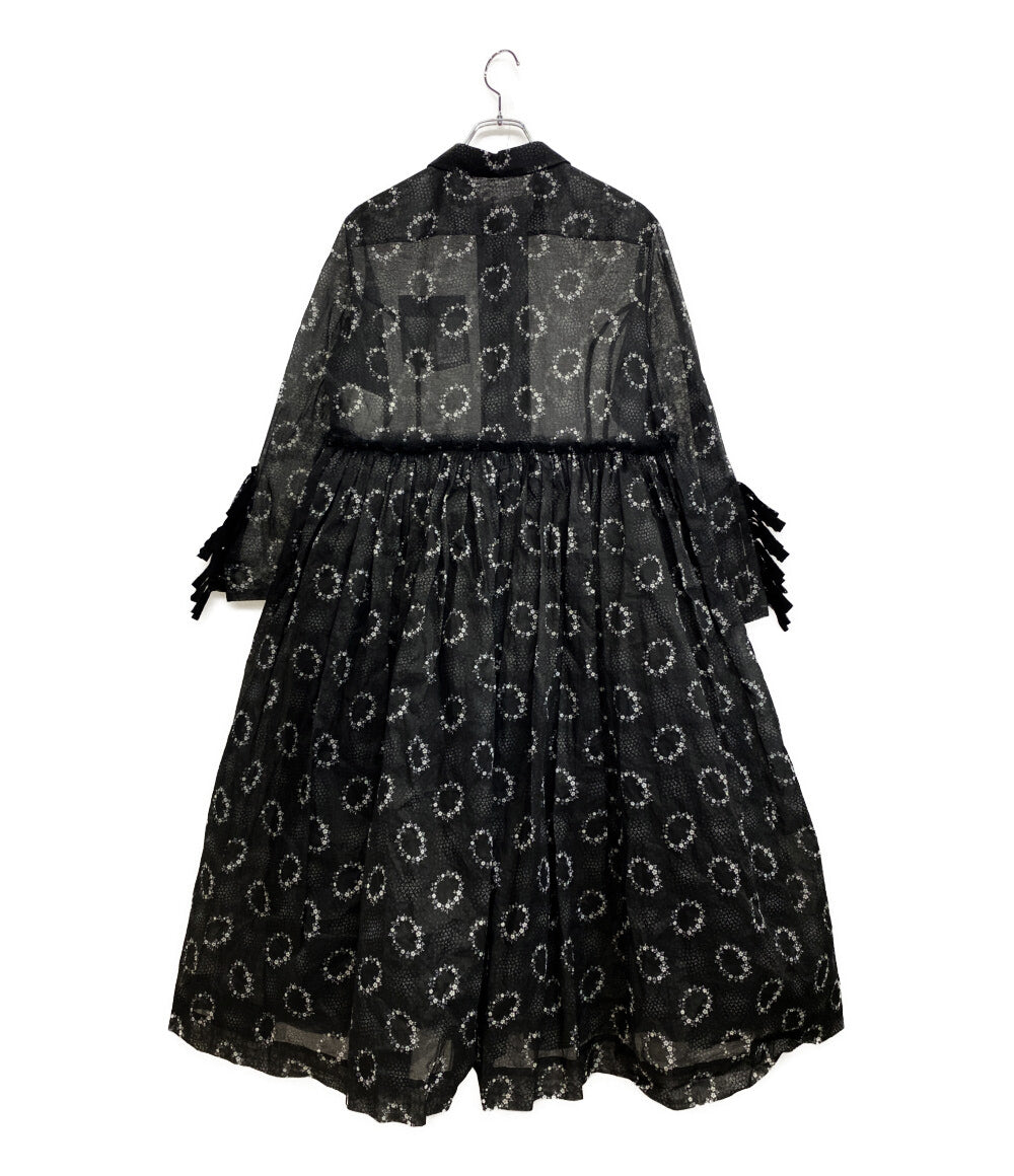 tao COMME des GARCONS フラワーリースプリント丸襟ギャザードレス 2022SS TI-O001 レディース SIZE M タオ コムデギャルソン