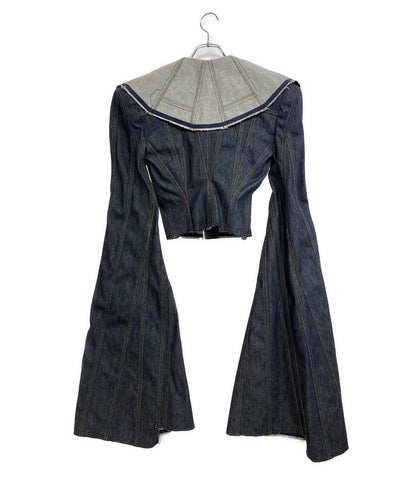 美品 JUNYA WATANABE 立体裁断パワーショルダーデニムジャケット 24ss レディース SIZE XS ジュンヤワタナベ