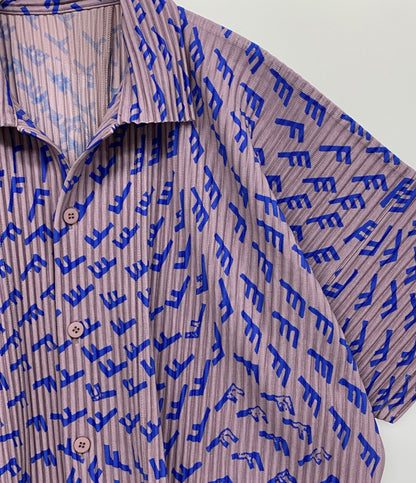 HOMME PLISSE ISSEY MIYAKE 半袖シャツ 総柄 Fロゴ HP51JJ386 メンズ SIZE 2 オム プリッセ イッセイミヤケ