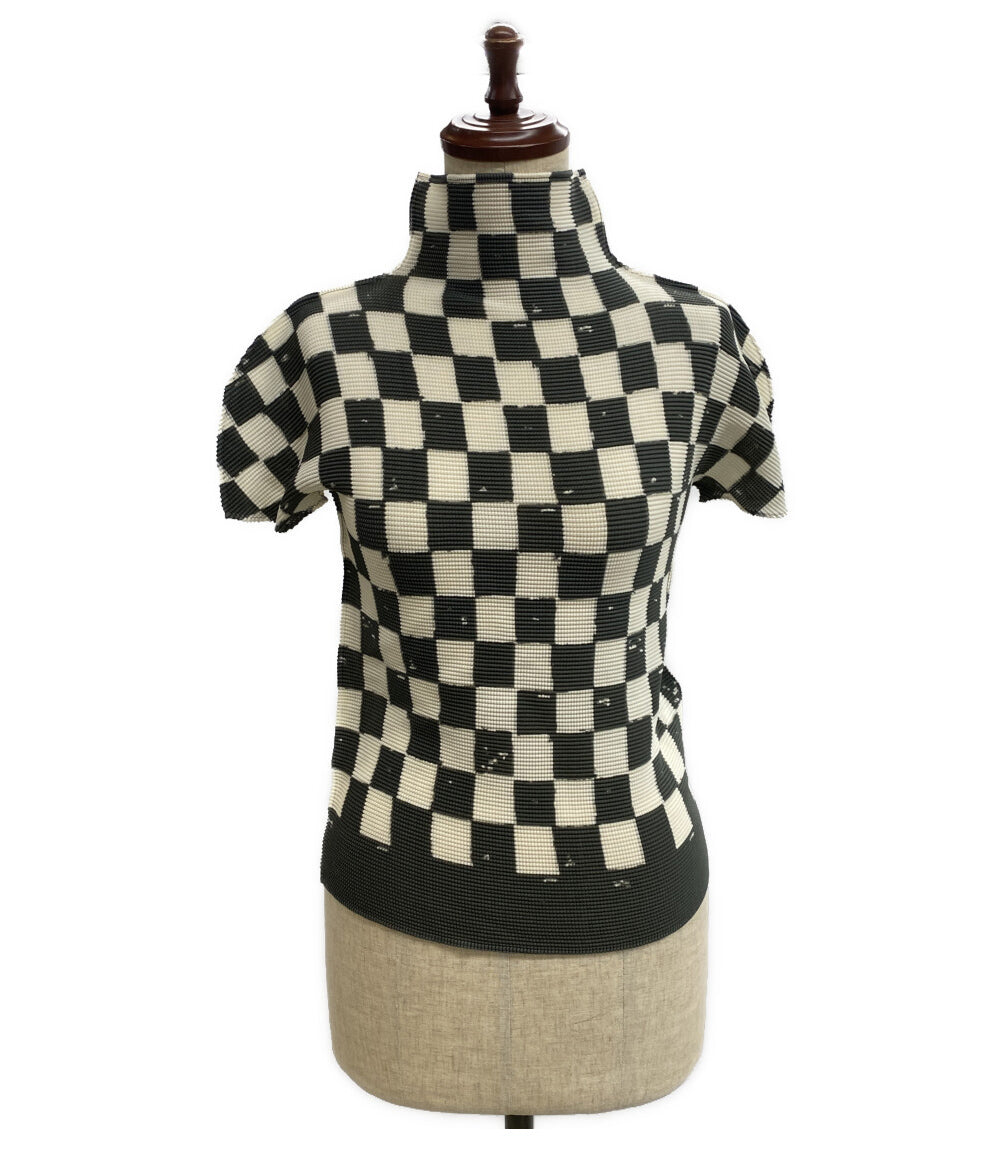 ISSEY MIYAKE 半袖カットソー ブロックチェック ハイネック MI51FK645 レディース SIZE - イッセイミヤケ