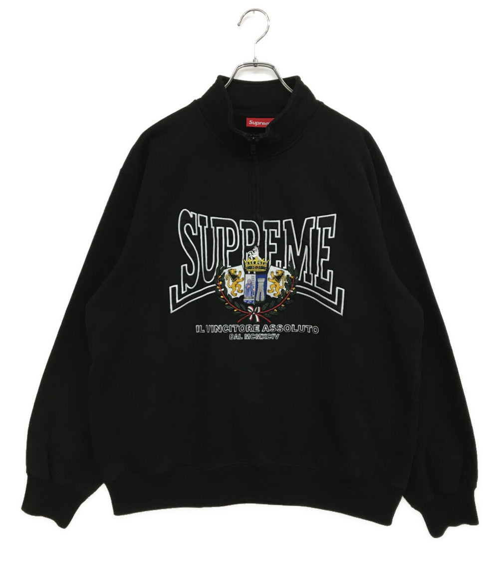 Supreme パーカー Crest Applique Half Zip Pullover "Navy" メンズ SIZE M シュプリーム