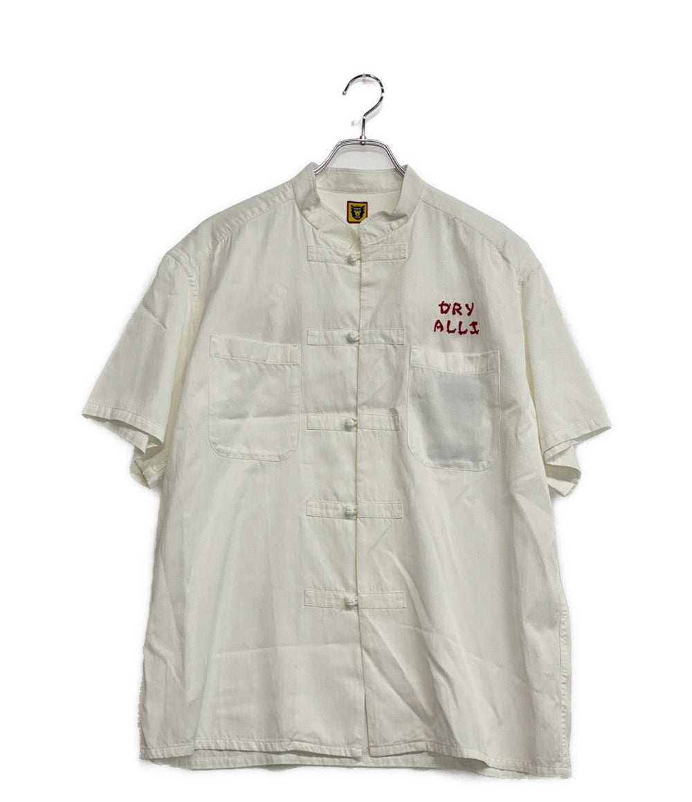 ISSEY MIYAKE MEN 開襟シャツ 筆タグ 半袖 ロゴプリント 80s LG11598