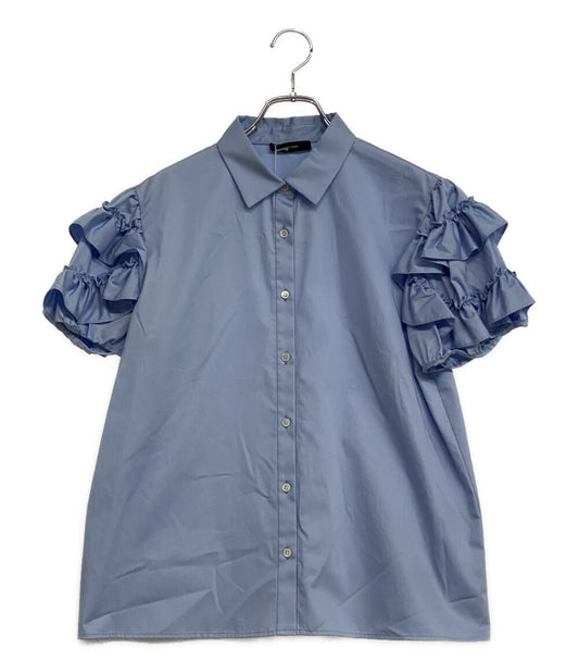 美品 YOKO CHAN 半袖シャツ ラッフルトルムスリーブコットンブラウス レディース SIZE F ヨーコチャン