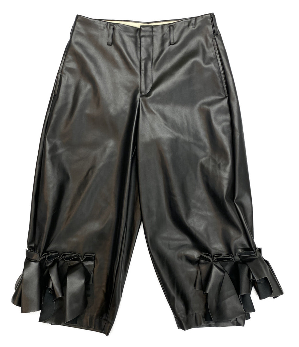 COMME des GARCONS レザーパンツ Ruffle Faux Leather Trousers 2024AW GN-P005 レディース SIZE S コムデギャルソン