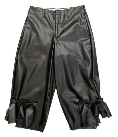 COMME des GARCONS レザーパンツ Ruffle Faux Leather Trousers 2024AW GN-P005 レディース SIZE S コムデギャルソン