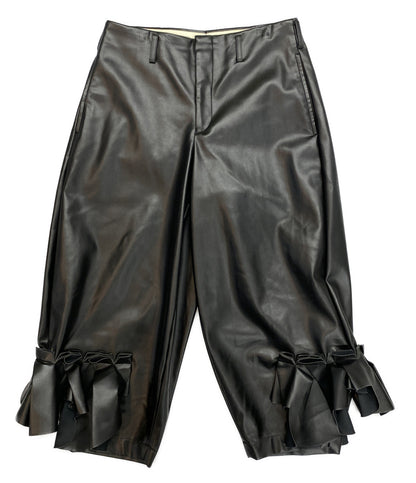 COMME des GARCONS レザーパンツ Ruffle Faux Leather Trousers 2024AW GN-P005 レディース SIZE S コムデギャルソン