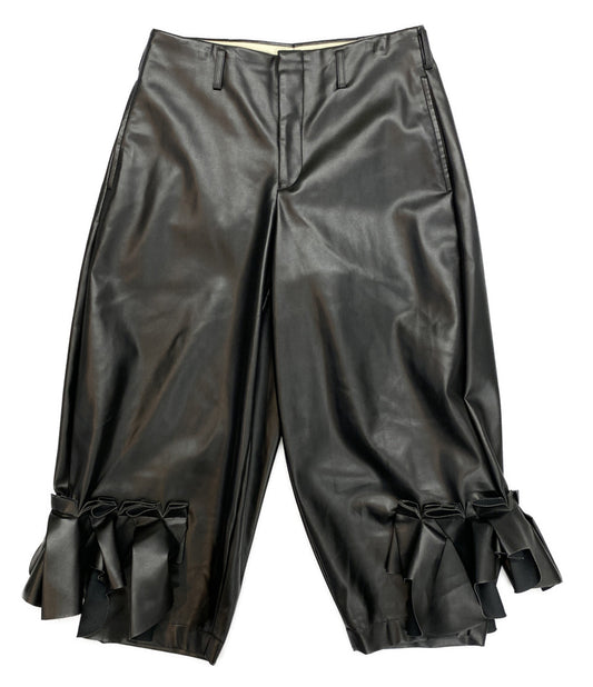 COMME des GARCONS レザーパンツ Ruffle Faux Leather Trousers 2024AW GN-P005 レディース SIZE S コムデギャルソン