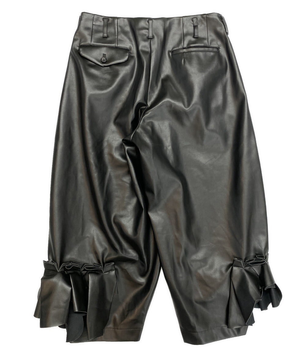COMME des GARCONS レザーパンツ Ruffle Faux Leather Trousers 2024AW GN-P005 レディース SIZE S コムデギャルソン