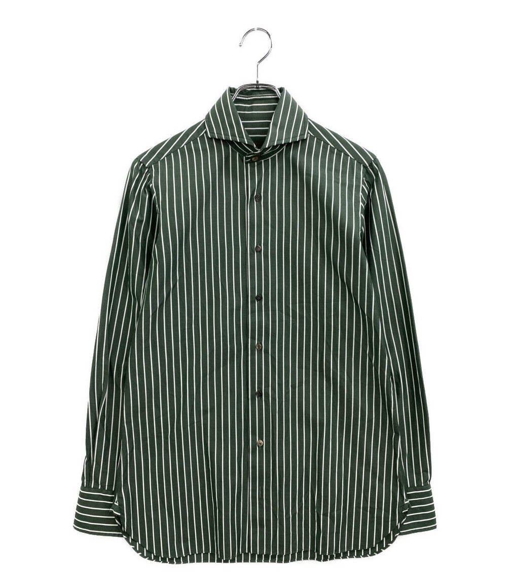 Stile Latino ストライプ ホリゾンタルシャツ ドゥエボットーニ グリーン STCCM28 メンズ SIZE 38 スティレラティーノ