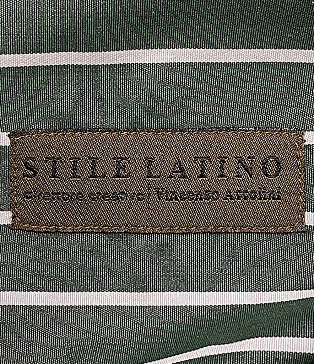 Stile Latino ストライプ ホリゾンタルシャツ ドゥエボットーニ グリーン STCCM28 メンズ SIZE 38 スティレラティーノ