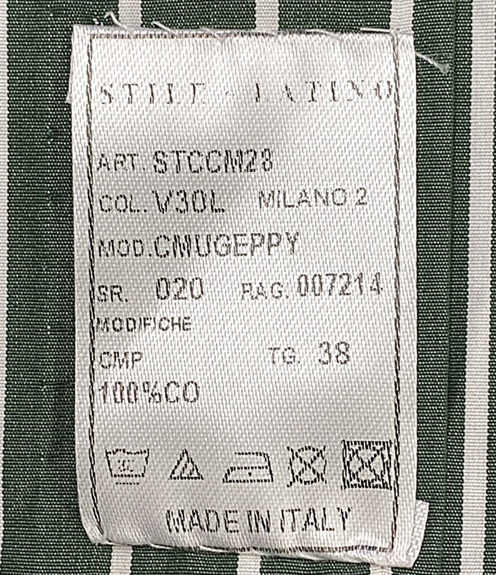 Stile Latino ストライプ ホリゾンタルシャツ ドゥエボットーニ グリーン STCCM28 メンズ SIZE 38 スティレラティーノ