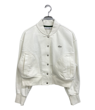 美品 LACOSTE 裏パイル スウェット MA-1 ブルゾン ホワイト SF008J レディース SIZE 34 ラコステ