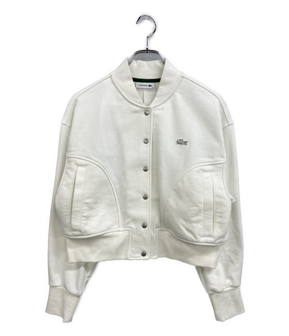 美品 LACOSTE 裏パイル スウェット MA-1 ブルゾン ホワイト SF008J レディース SIZE 34 ラコステ