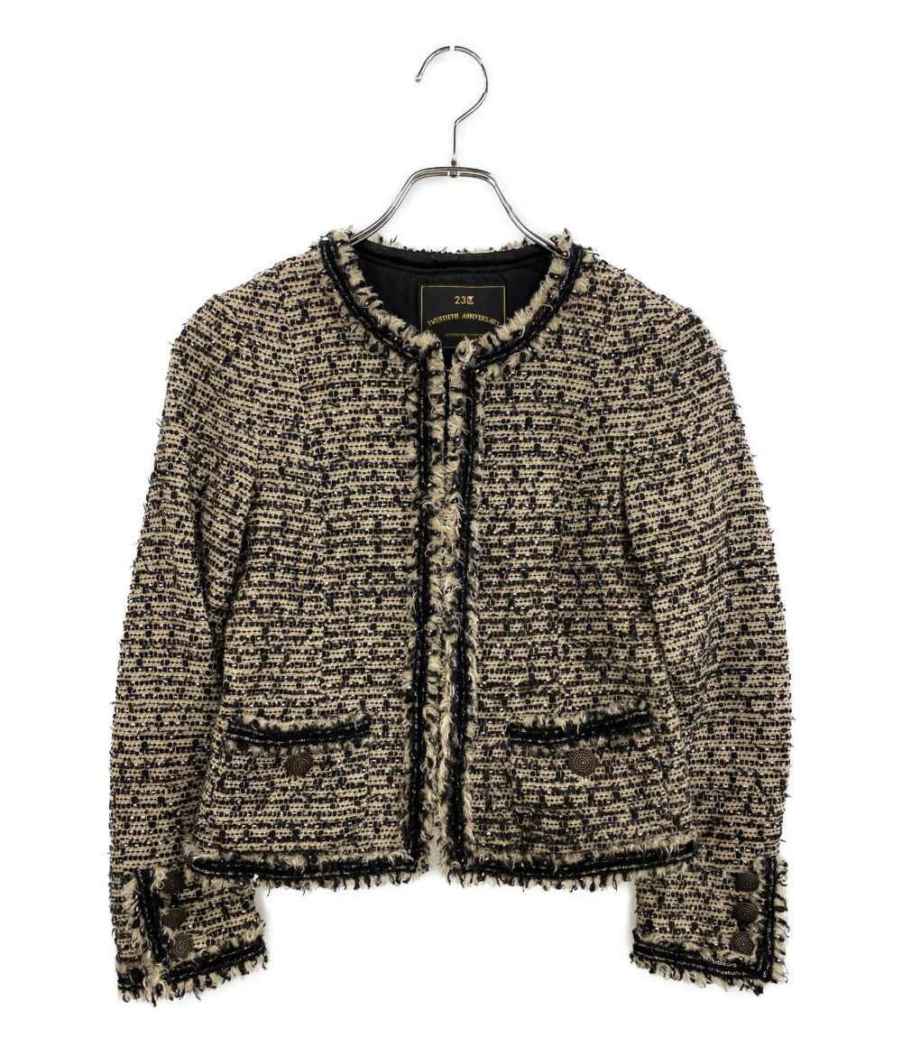 23区 ノーカラージャケット LINTON社 20周年記念 ツイード レディース SIZE 36 ニジュウサンク
