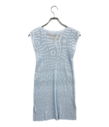 美品 PLEATS PLEASE ノースリーブワンピース 総柄スリーブレスメッシュチュニック PP61-JT745 レディース SIZE 3 プリーツプリーズ
