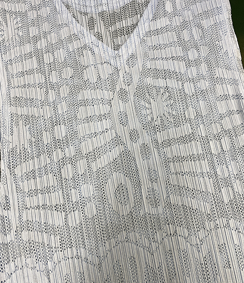 美品 PLEATS PLEASE ノースリーブワンピース 総柄スリーブレスメッシュチュニック PP61-JT745 レディース SIZE 3 プリーツプリーズ
