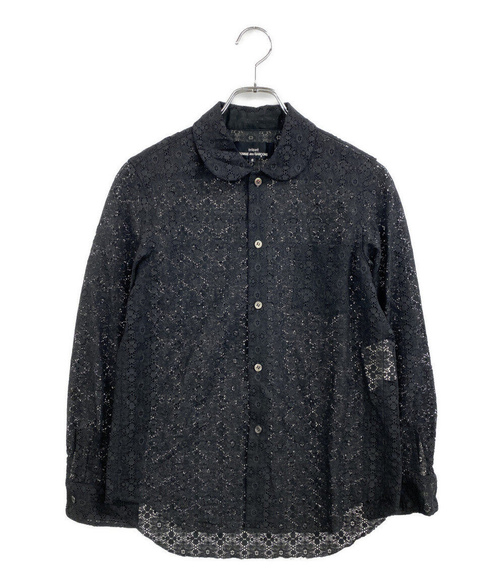 tricot COMME des GARCONS 長袖シャツ 総レースラウンドカラーブラウス 2002AW TG-B016 レディース SIZE S トリココムデギャルソン