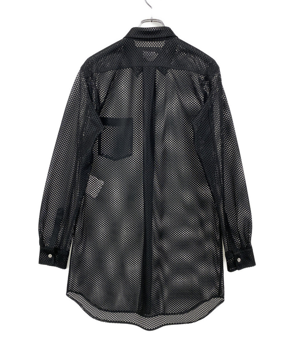 美品 BLACK COMME des GARCONS 長袖シャツ 2026SS LSメッシュシャツ 1Q-B016 メンズ SIZE M ブラックコムデギャルソン