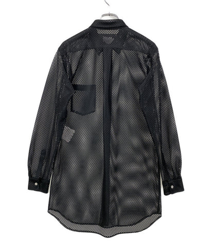 美品 BLACK COMME des GARCONS 長袖シャツ 2026SS LSメッシュシャツ 1Q-B016 メンズ SIZE M ブラックコムデギャルソン