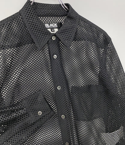 美品 BLACK COMME des GARCONS 長袖シャツ 2026SS LSメッシュシャツ 1Q-B016 メンズ SIZE M ブラックコムデギャルソン