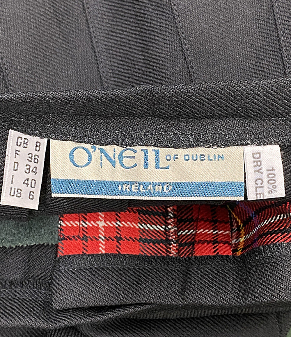 O'NEIL of DUBLIN スカート ウールチェックベルト巻きスカート 黒×赤 レディース SIZE 8 オニール オブ ダブリン