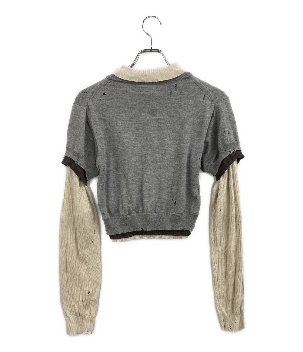 美品 MIHARA YASUHIRO ニット トリプルレイヤードセーター グレー B16SW522 レディース SIZE 36 メゾン ミハラヤスヒロ