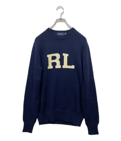 美品 POLO RALPH LAUREN ニット RLロゴ ネイビー メンズ SIZE XS ポロ・ラルフローレン