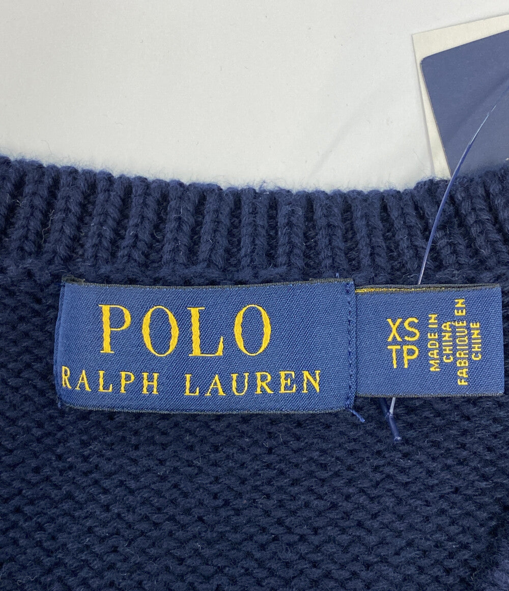 美品 POLO RALPH LAUREN ニット RLロゴ ネイビー メンズ SIZE XS ポロ・ラルフローレン