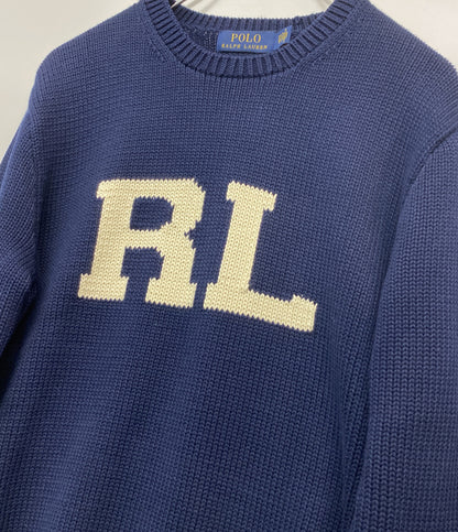 美品 POLO RALPH LAUREN ニット RLロゴ ネイビー メンズ SIZE XS ポロ・ラルフローレン
