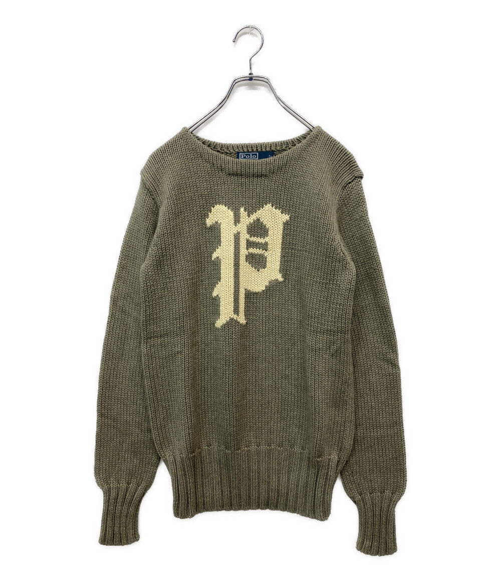 美品 POLO RALPH LAUREN ニット Pロゴ グレー メンズ SIZE XS ポロ・ラルフローレン