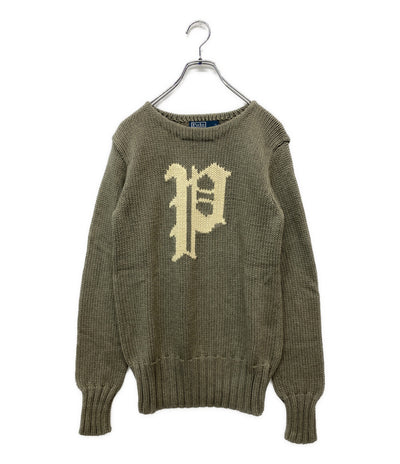 美品 POLO RALPH LAUREN ニット Pロゴ グレー メンズ SIZE XS ポロ・ラルフローレン