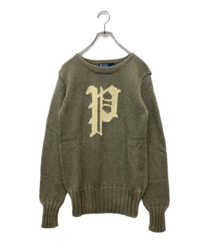 美品 POLO RALPH LAUREN ニット Pロゴ グレー メンズ SIZE XS ポロ・ラルフローレン