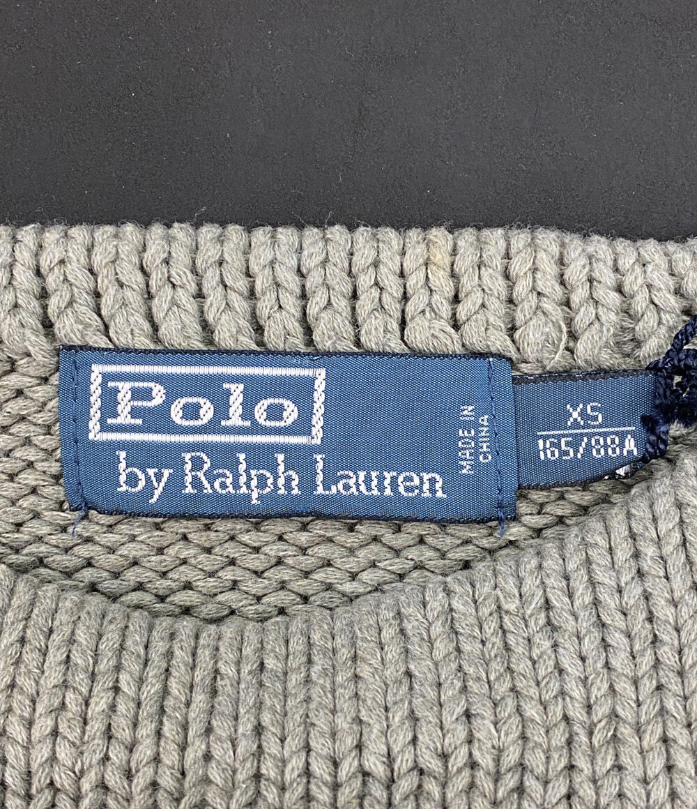 美品 POLO RALPH LAUREN ニット Pロゴ グレー メンズ SIZE XS ポロ・ラルフローレン