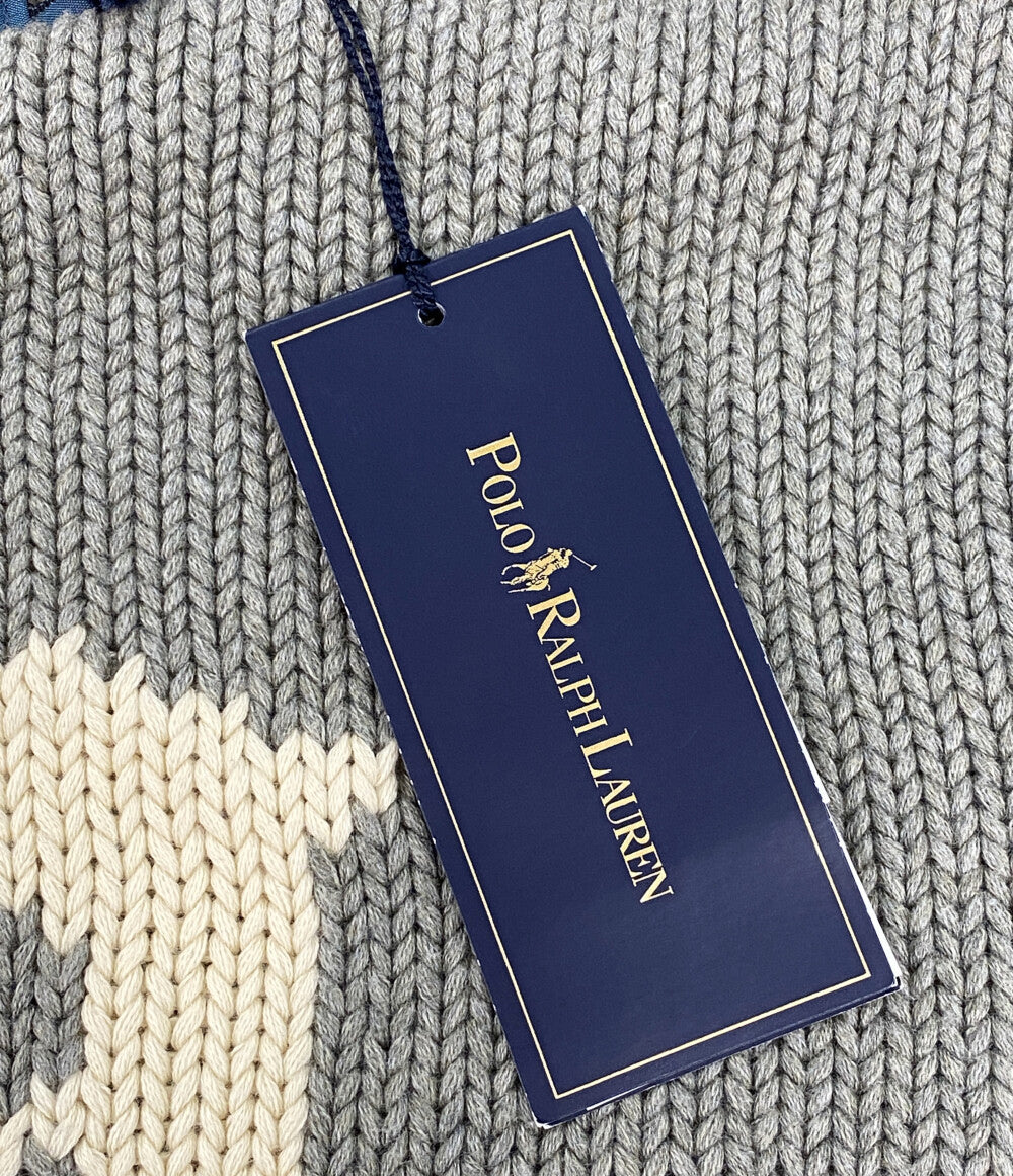 美品 POLO RALPH LAUREN ニット Pロゴ グレー メンズ SIZE XS ポロ・ラルフローレン