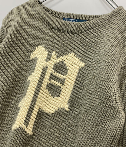 美品 POLO RALPH LAUREN ニット Pロゴ グレー メンズ SIZE XS ポロ・ラルフローレン
