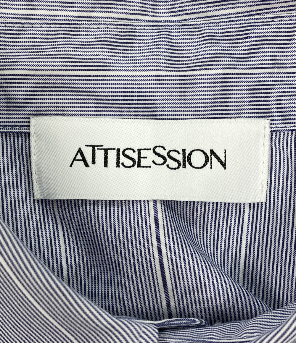 美品 ATTISESSION アティセッション コットンストライプスリムシャツ レディース SIZE -