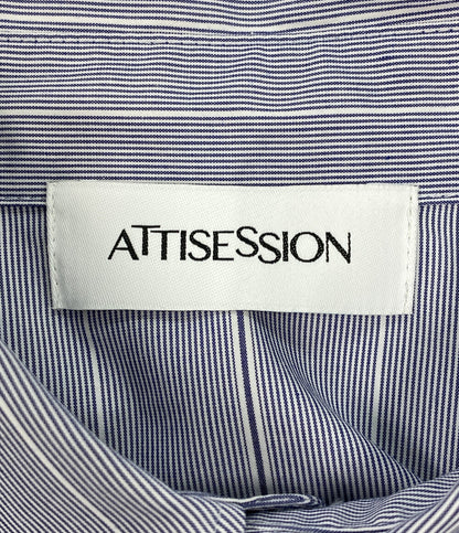 美品 ATTISESSION アティセッション コットンストライプスリムシャツ レディース SIZE -