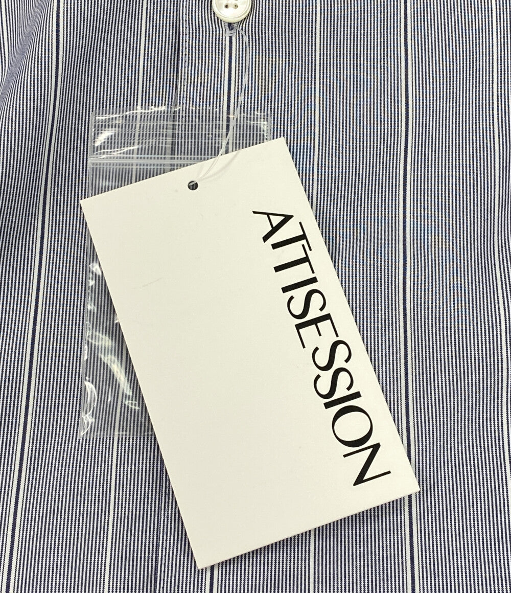 美品 ATTISESSION アティセッション コットンストライプスリムシャツ レディース SIZE -