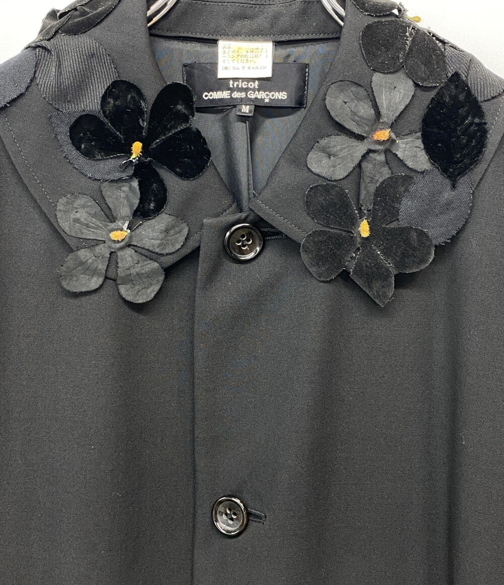 TRICOT COMME des GARCONS ステンカラーコート フラワーモチーフカラー TC-05005M レディース SIZE M トリココムデギャルソン