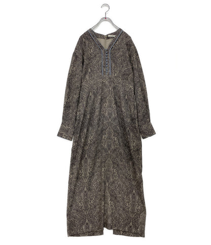 CLANE 長袖ワンピース ペイズリー グレー 11112-5042 レディース SIZE 1 クラネ