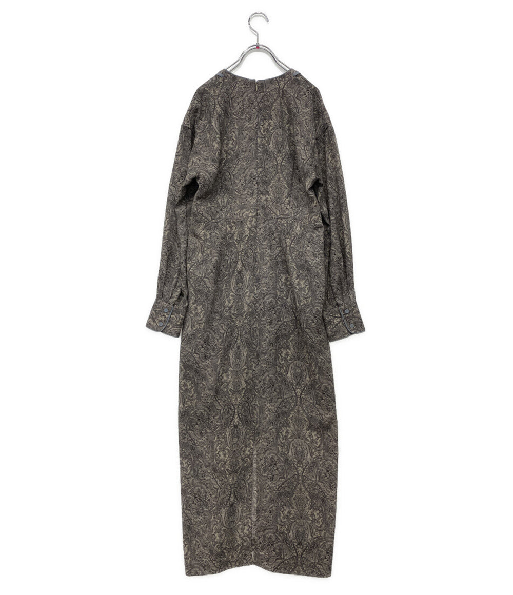 CLANE 長袖ワンピース ペイズリー グレー 11112-5042 レディース SIZE 1 クラネ