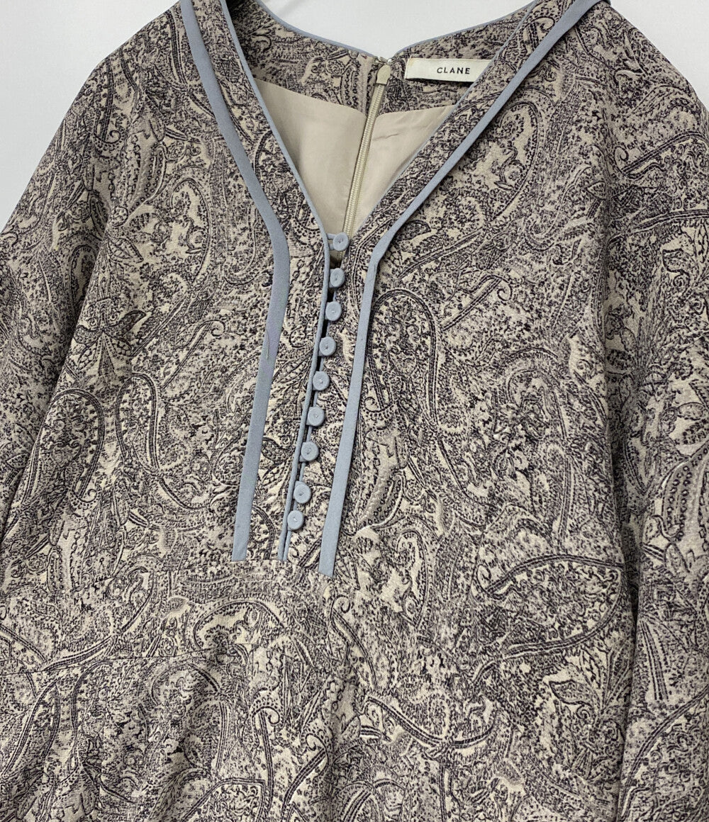 CLANE 長袖ワンピース ペイズリー グレー 11112-5042 レディース SIZE 1 クラネ
