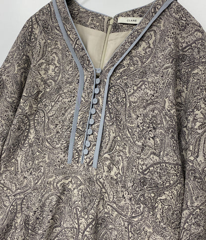 CLANE 長袖ワンピース ペイズリー グレー 11112-5042 レディース SIZE 1 クラネ