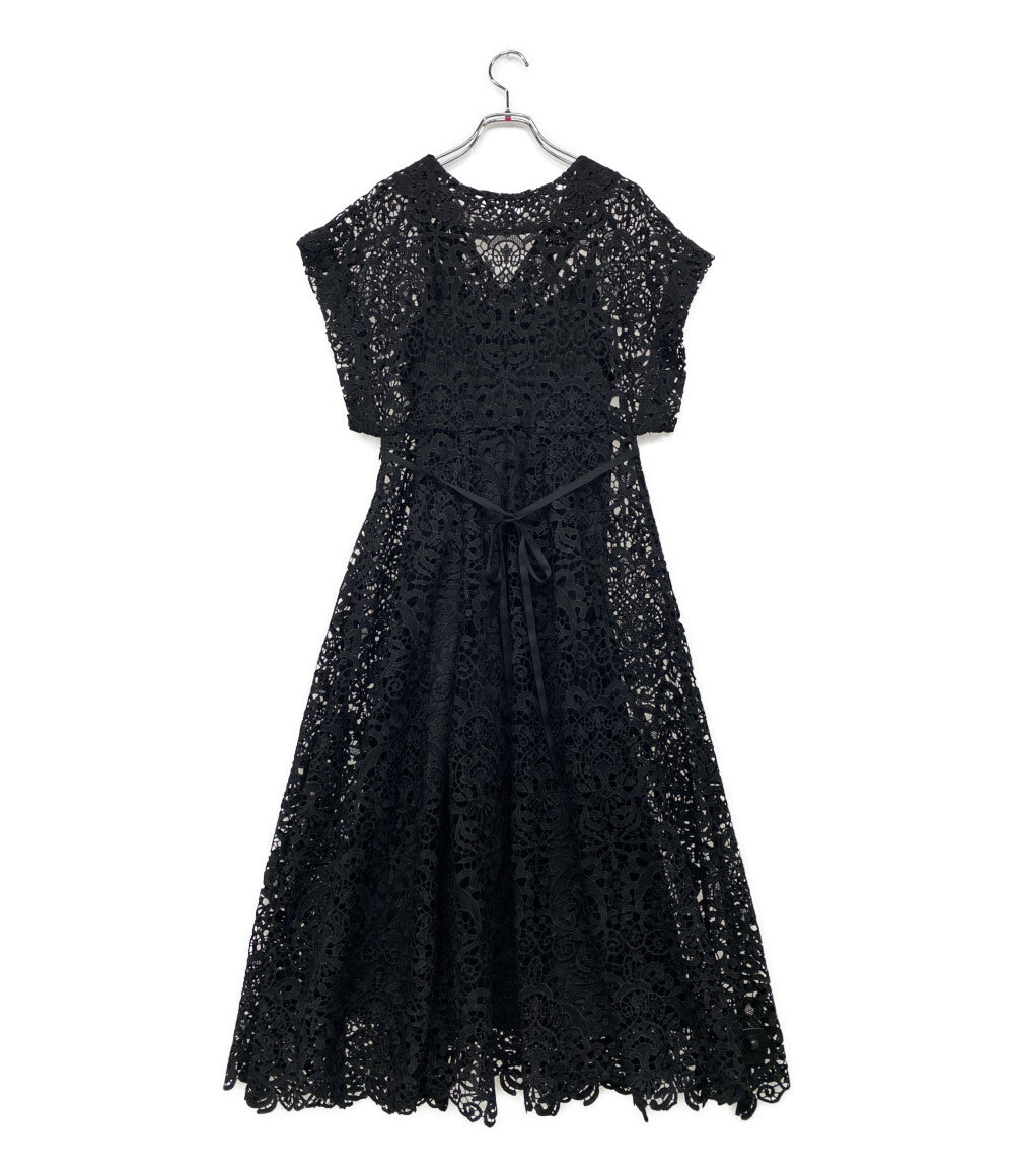 美品 アメリ 半袖ワンピース MEDI 2WAY FLARE CHEMICAL LACE DRESS