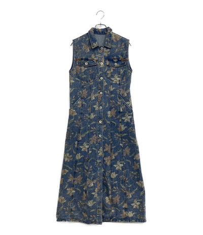 美品 アメリ ノースリーブワンピース 花柄 デニム 0125105911220 レディース SIZE S AMERI