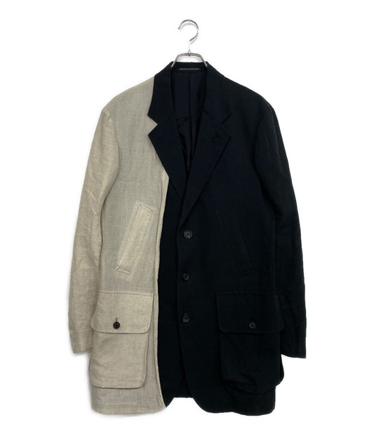 YOHJI YAMAMOTO テーラードジャケット 右前耳使い箱ポケット バイカラー リネン 22ss HG-J44-806 メンズ SIZE 2 ヨウジヤマモト