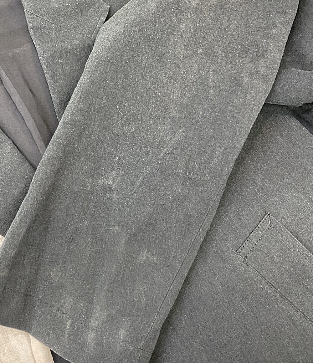 YOHJI YAMAMOTO テーラードジャケット 右前耳使い箱ポケット バイカラー リネン 22ss HG-J44-806 メンズ SIZE 2 ヨウジヤマモト